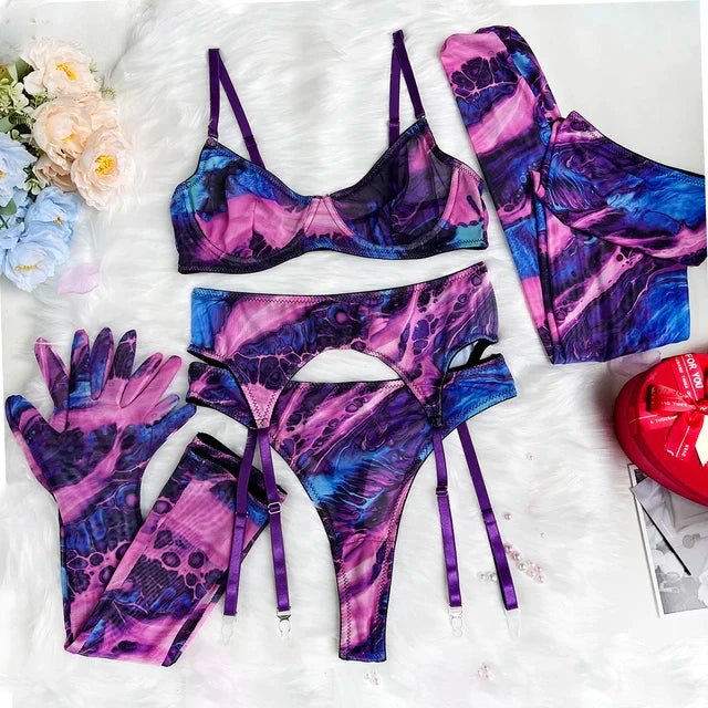 Serena | 5-Piece Tie Dye Lingerie Set