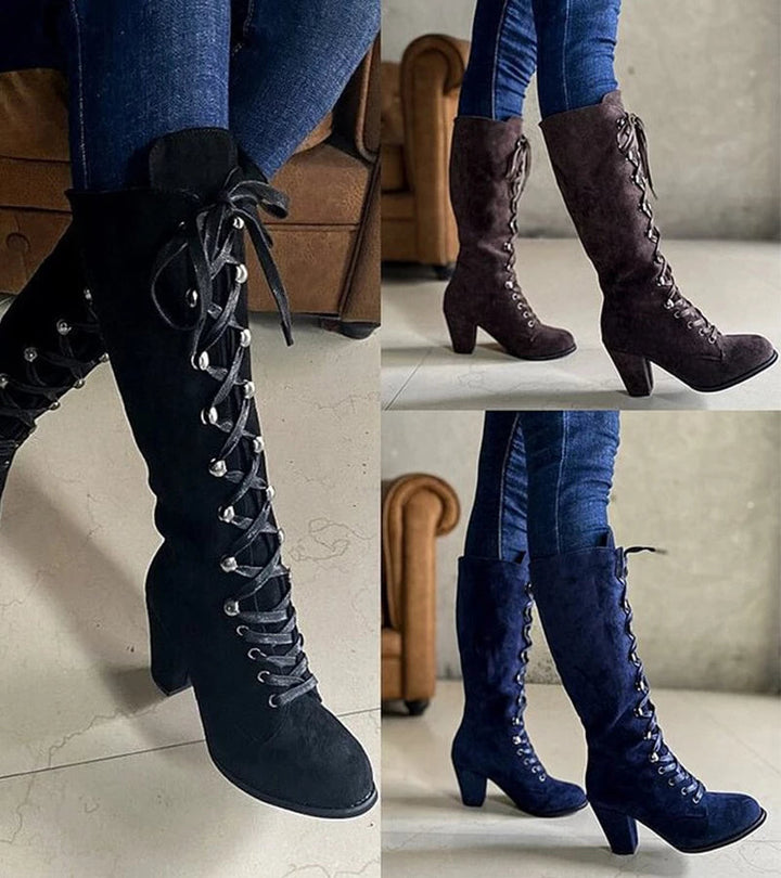Amanda - Lace-Up High Heel Boots