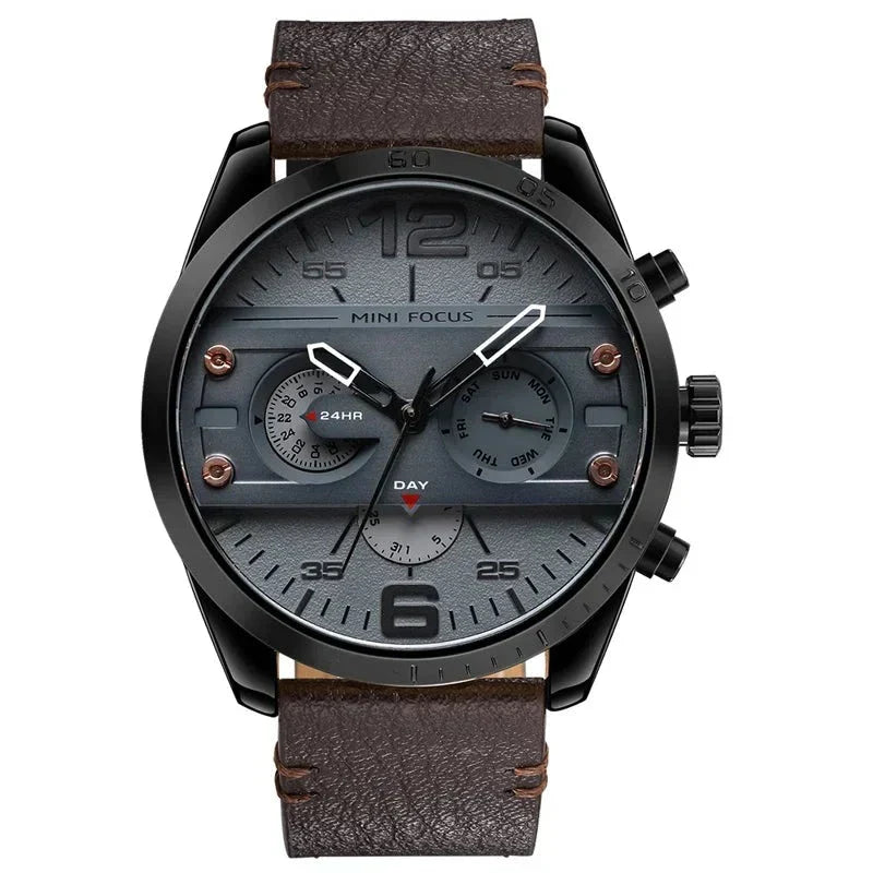 Luxury Leather Band Quartz Chronograph Waterproof Sport Watch