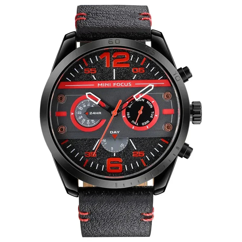 Luxury Leather Band Quartz Chronograph Waterproof Sport Watch