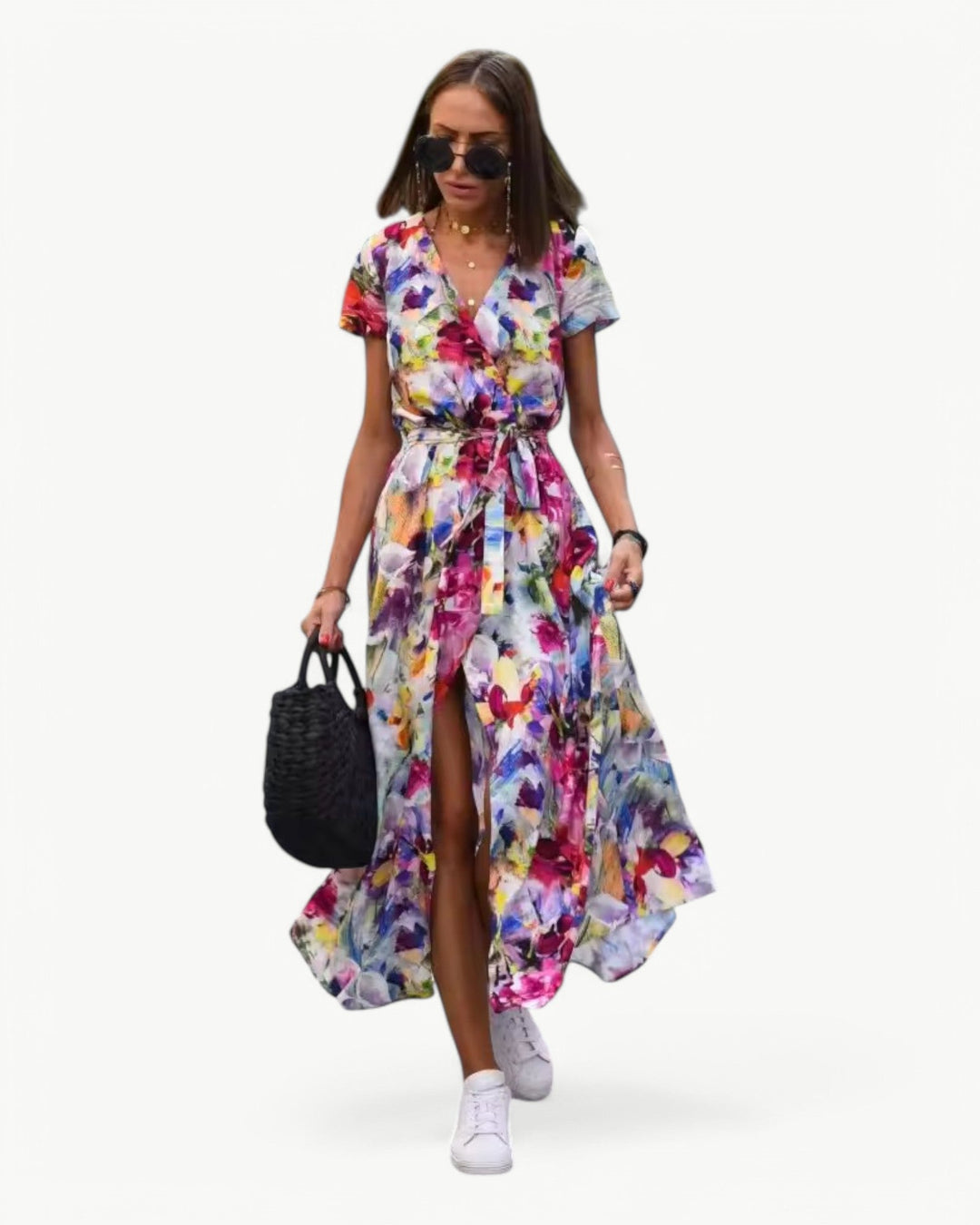 Desiree | V-Neck Patterned Summer Dress