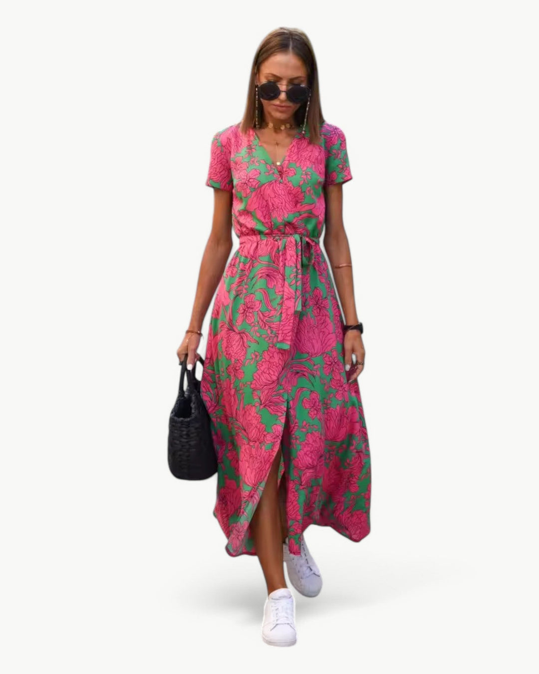 Desiree | V-Neck Patterned Summer Dress