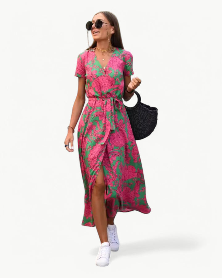 Desiree | V-Neck Patterned Summer Dress