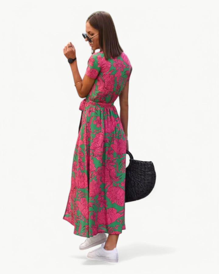 Desiree | V-Neck Patterned Summer Dress