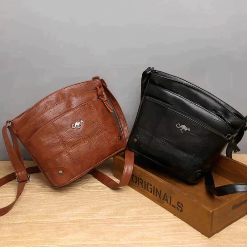 Leather Kangaroo Pin Crossbody Bag