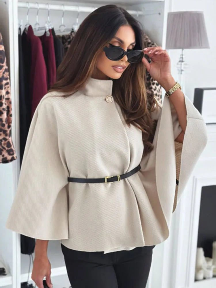 Meike – Elegant Women's Cape Coat with Batwing Sleeves for Autumn and Winter