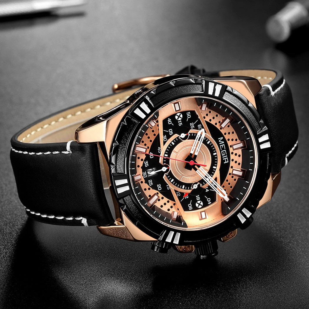 Luxurious Quartz Chronograph Military Sport Leather Watch