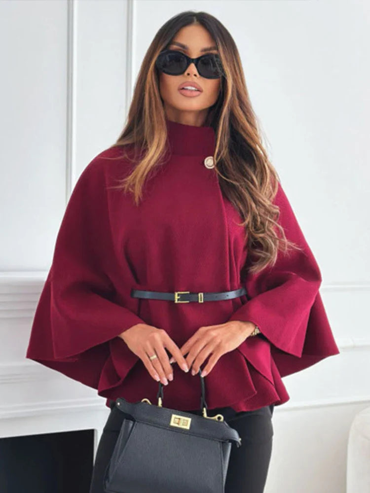 Meike – Elegant Women's Cape Coat with Batwing Sleeves for Autumn and Winter