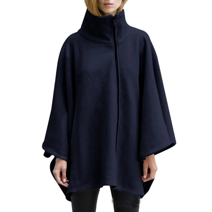 Romi - Fleece Poncho with Stand-up Collar