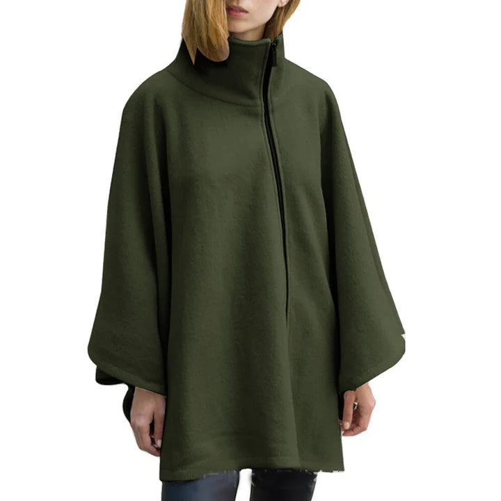 Romi - Fleece Poncho with Stand-up Collar