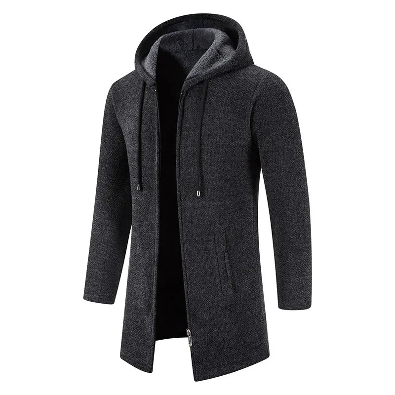 Moris - Mid-Length Fleece Jacket with Hood