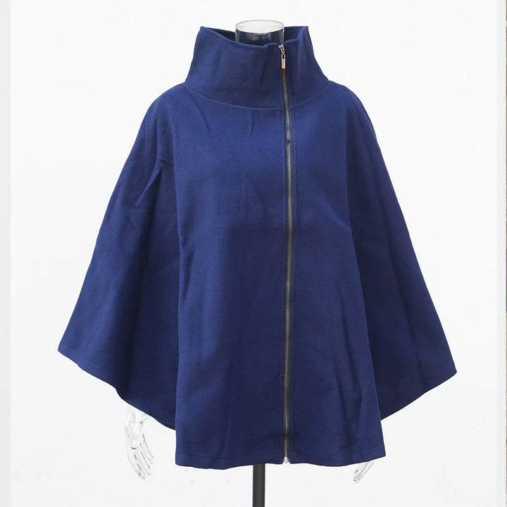 Romi - Fleece Poncho with Stand-up Collar