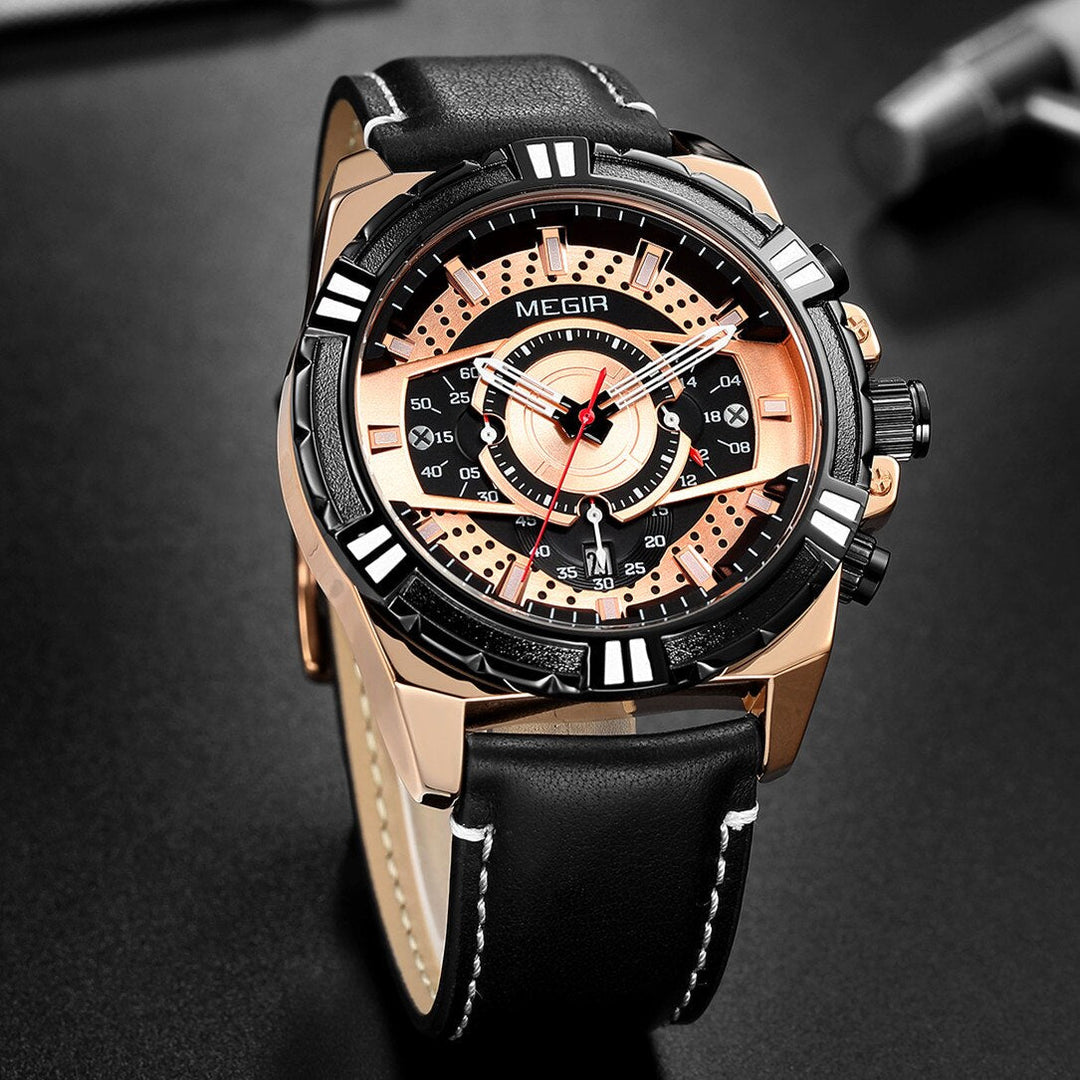 Luxurious Quartz Chronograph Military Sport Leather Watch