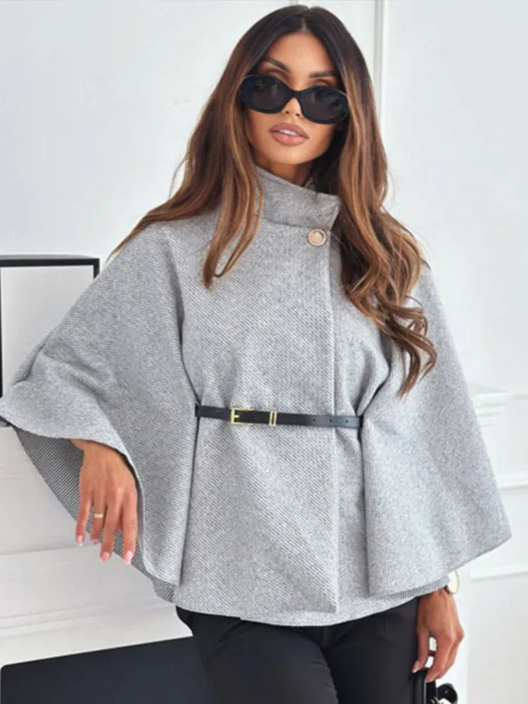 Meike – Elegant Women's Cape Coat with Batwing Sleeves for Autumn and Winter