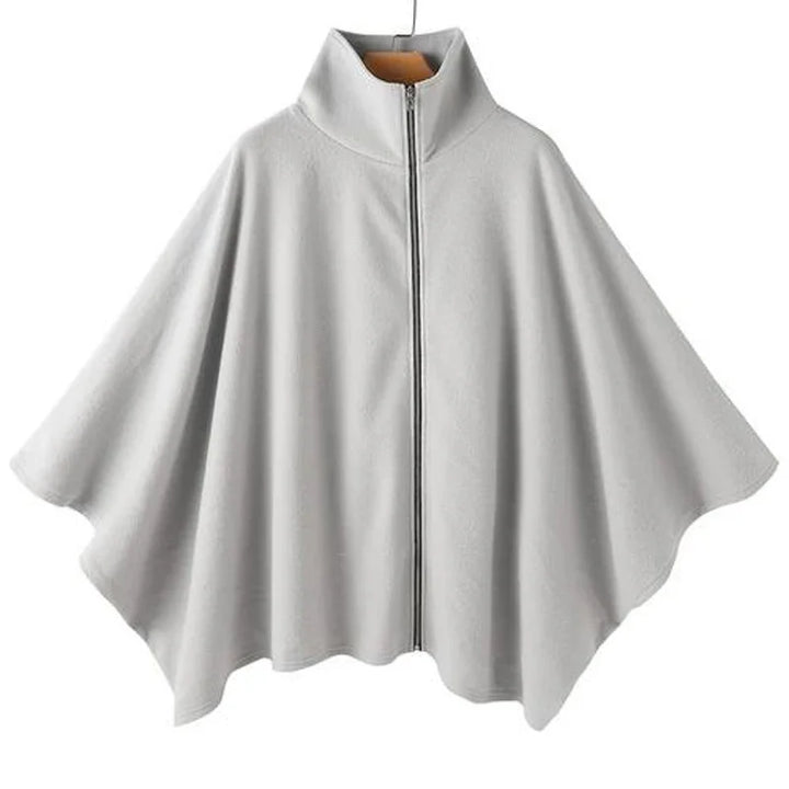 Romi - Fleece Poncho with Stand-up Collar