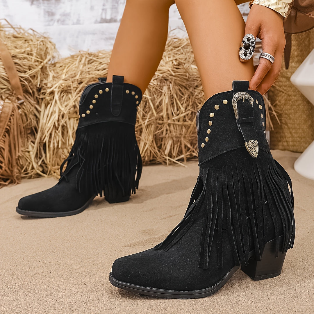 Macey - Vintage Rivet Design Ankle Boots
