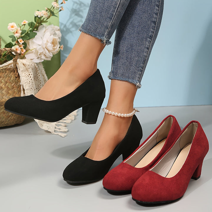 Laure - Wide-toe Pumps with Stable Heel