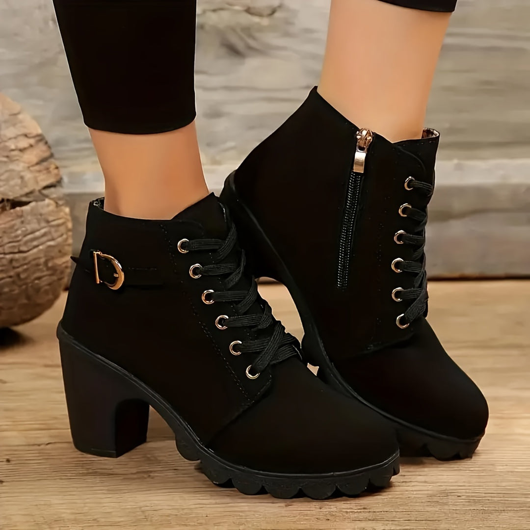 Ann - Fashionable Lace-Up Ankle Boots