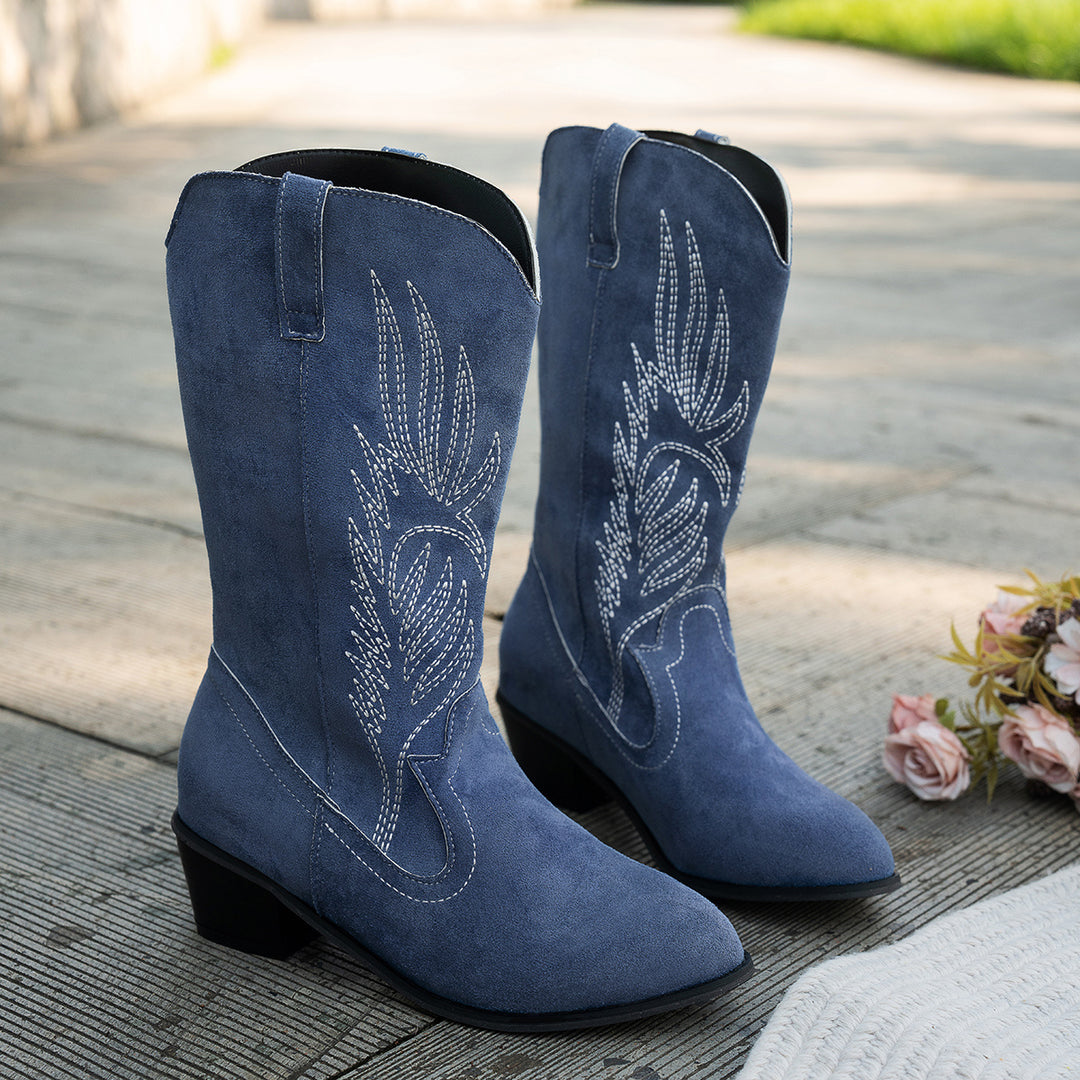 Roxy - Blue Denim-style Western Boots
