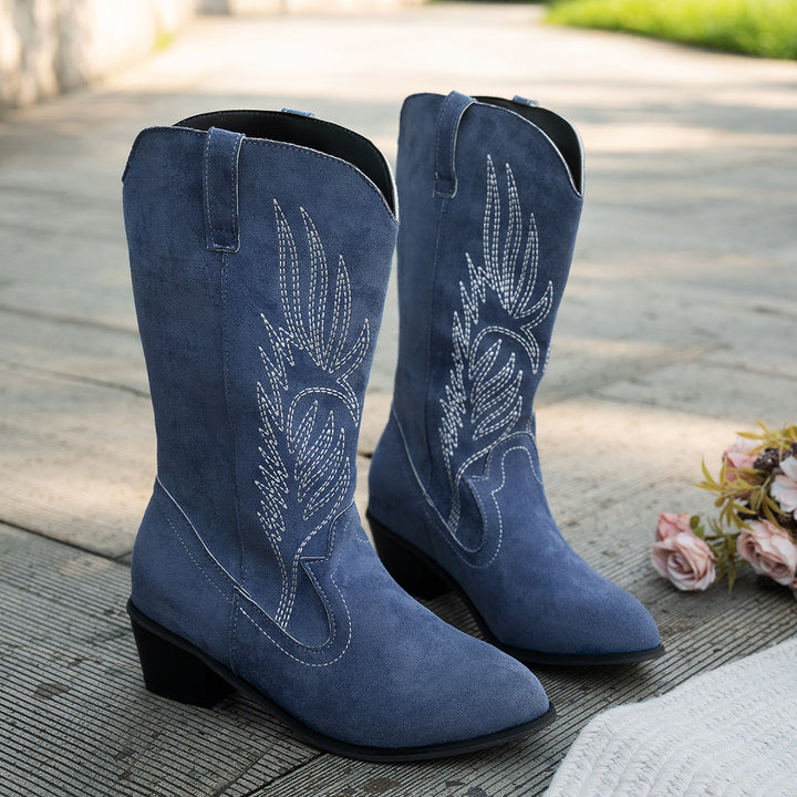 Roxy - Blue Denim-style Western Boots