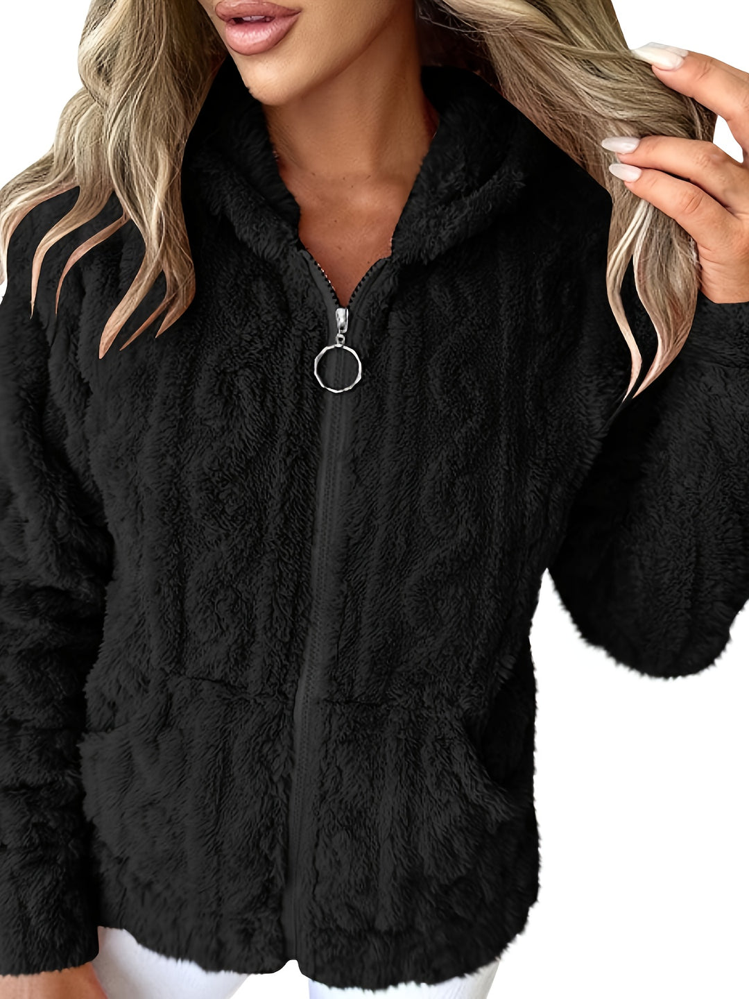 Tia | Fleece-Lined Hooded Zip-Up Sweatshirt