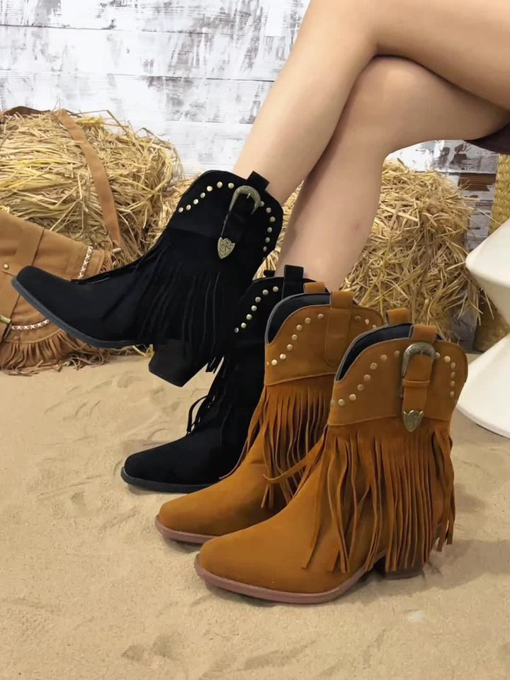 Macey - Vintage Rivet Design Ankle Boots