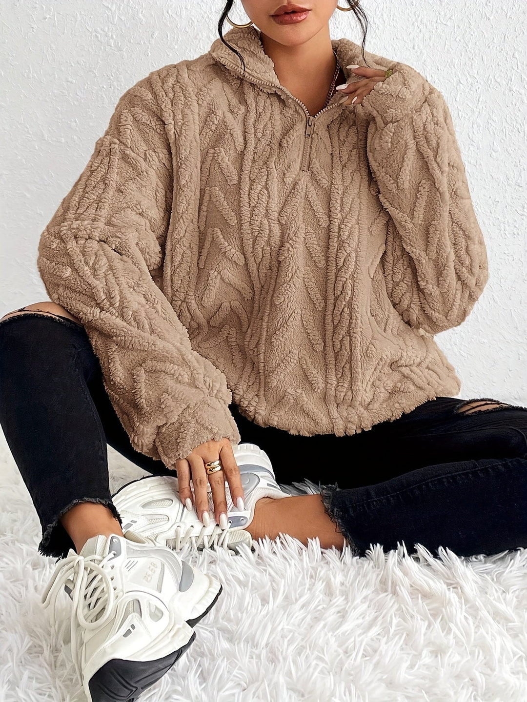 Millie - Knit Sweater with Half Zipper