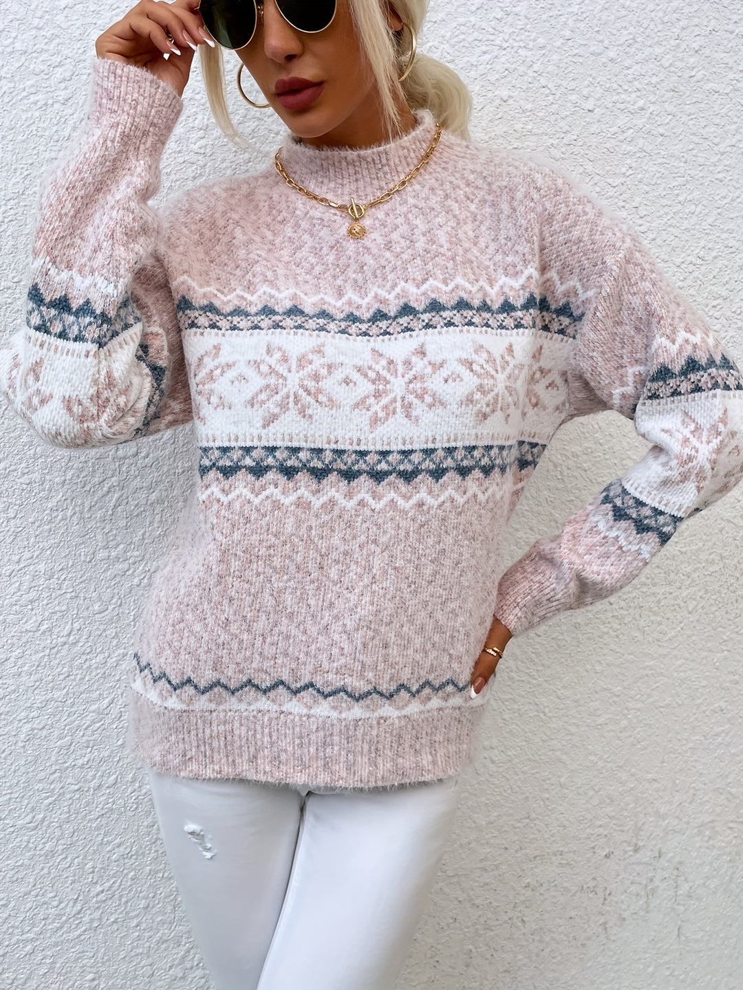 Sam | Snowflake Print Winter Sweater