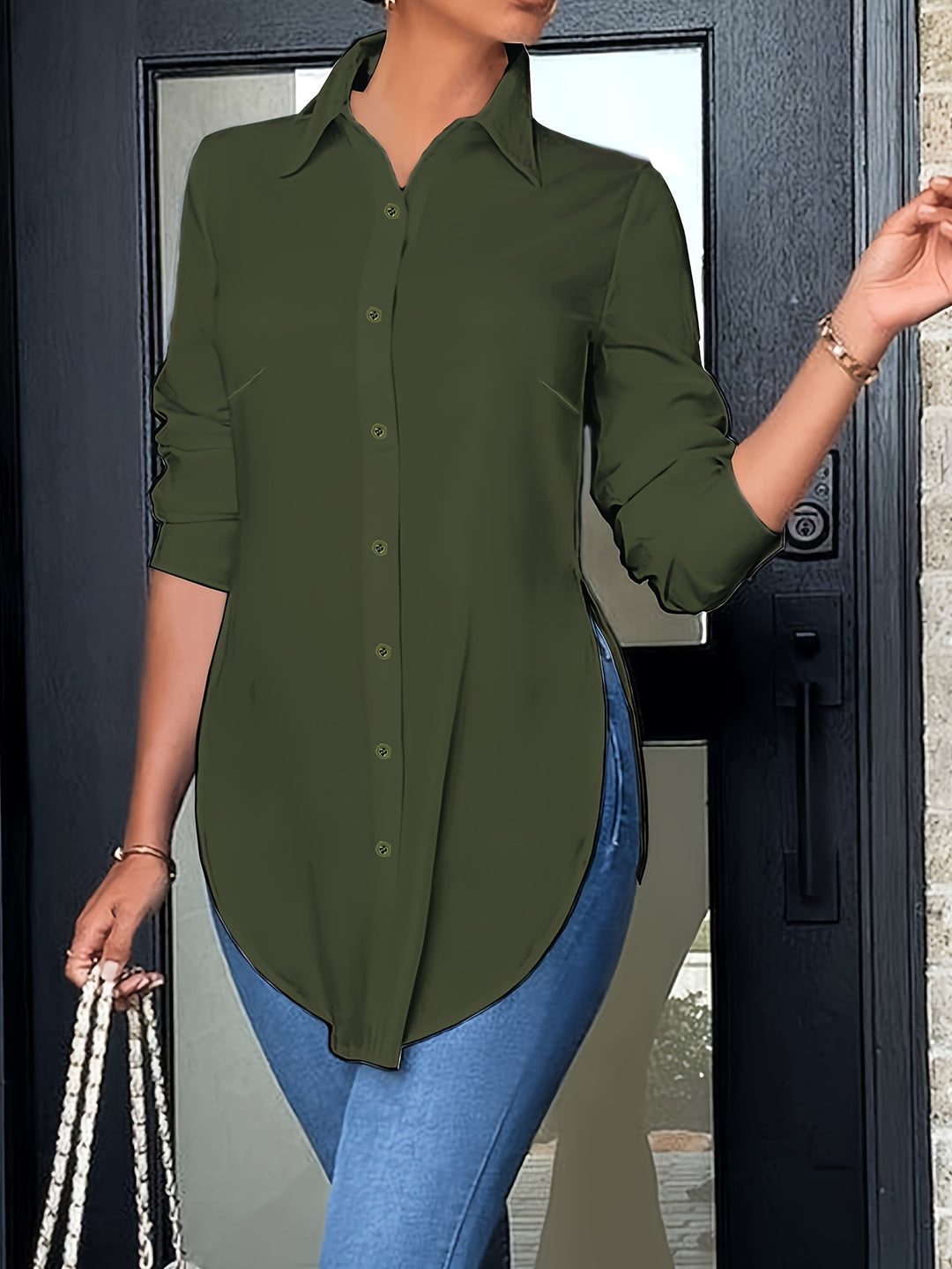 Evie | Long Sleeve Button-Front Blouse