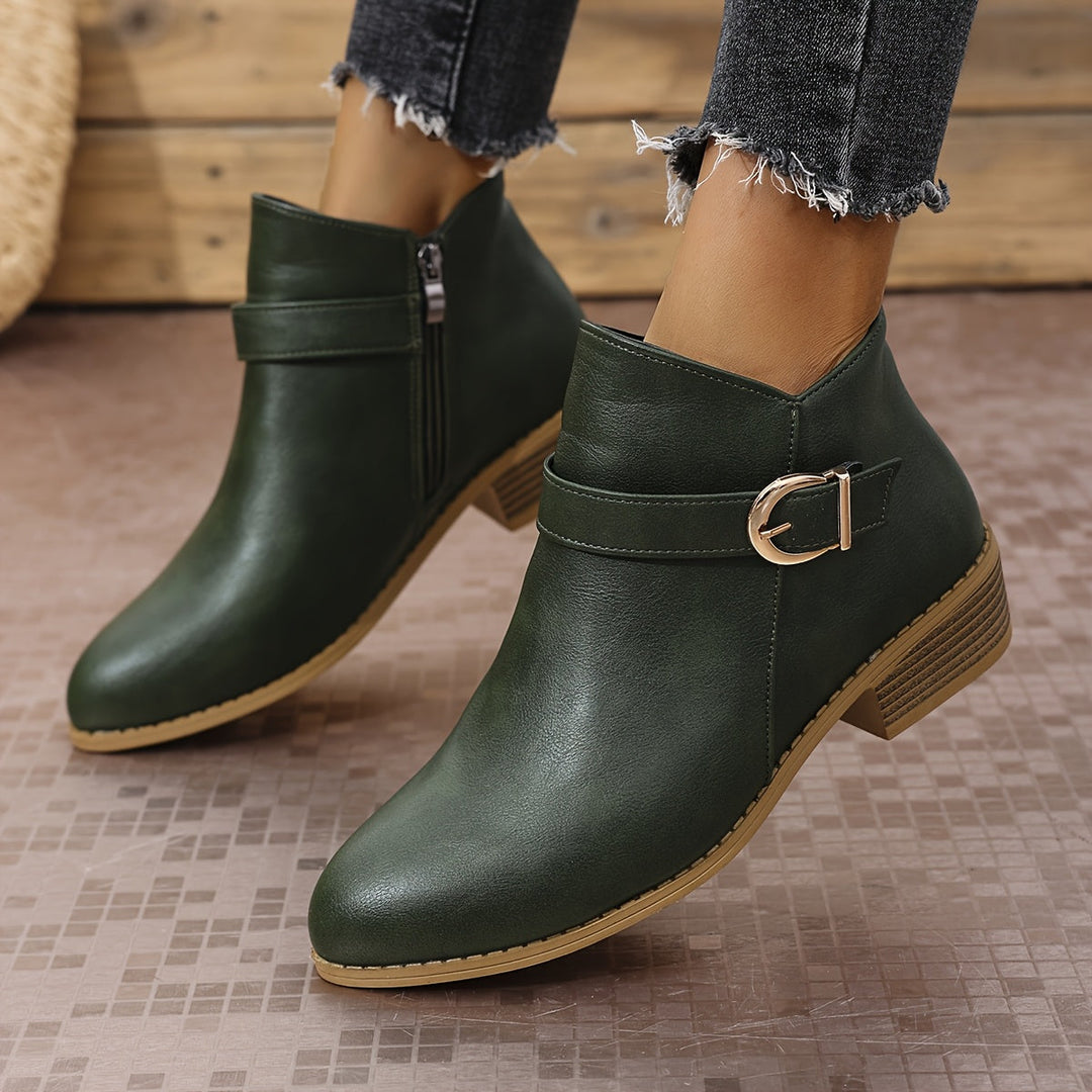 Amelia - Comfortable Buckle Ankle Boots