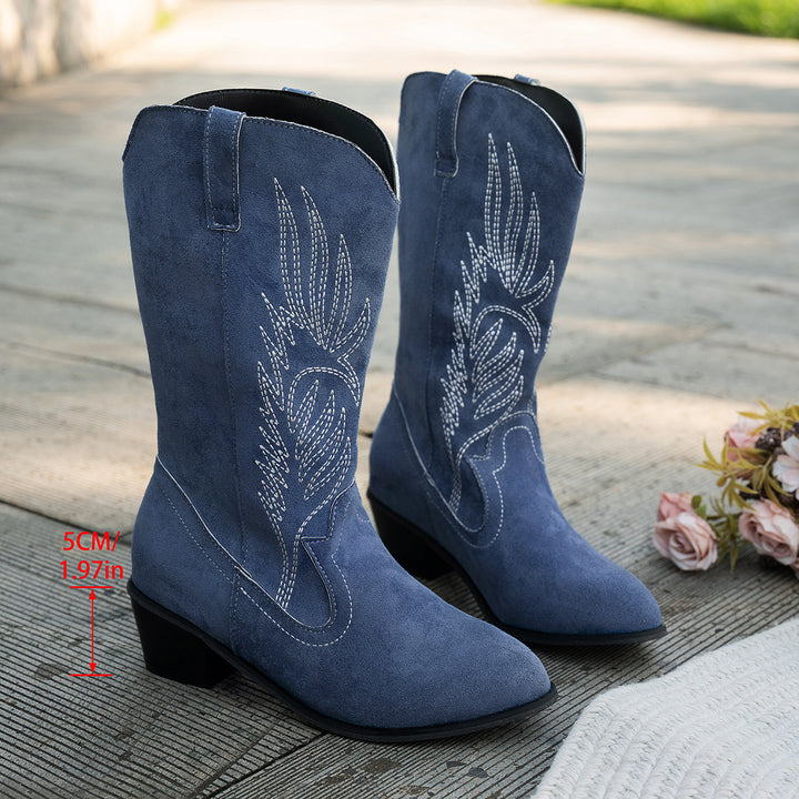 Roxy - Blue Denim-style Western Boots