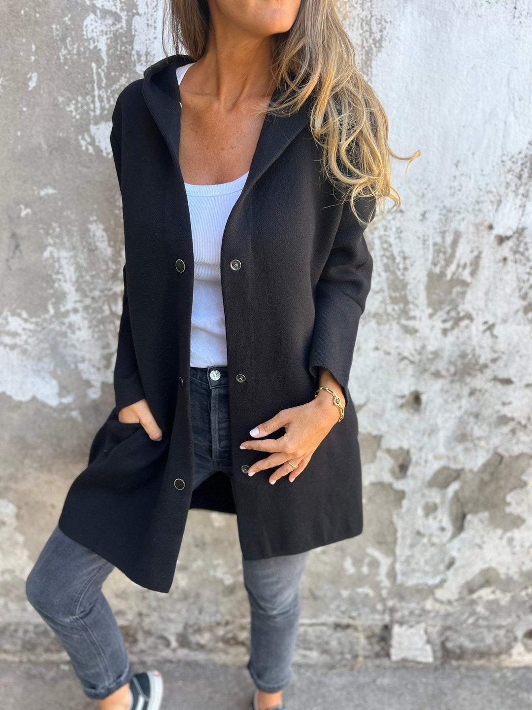 Louisa - Trendy Long Blazer with Hood