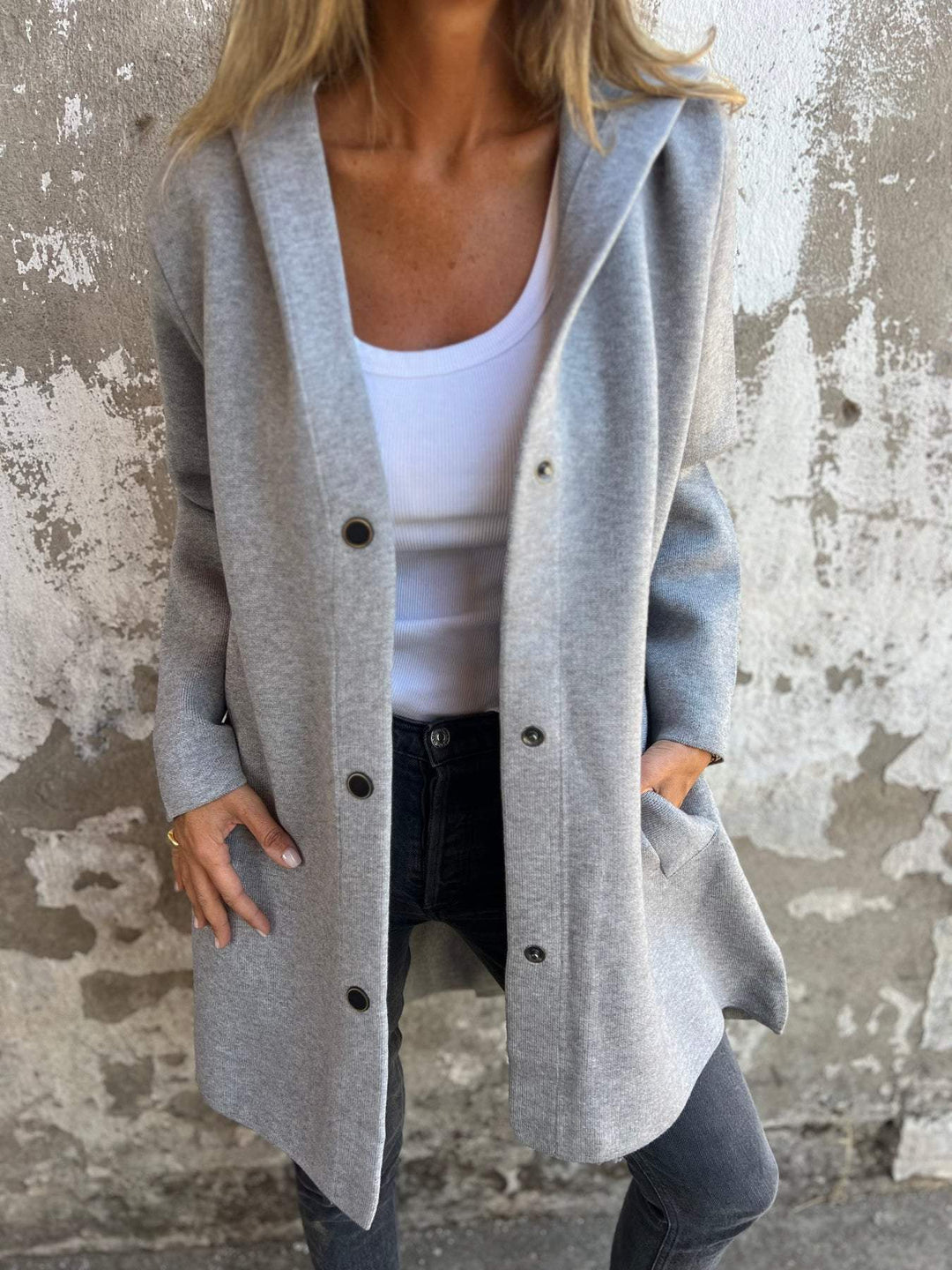 Louisa - Trendy Long Blazer with Hood