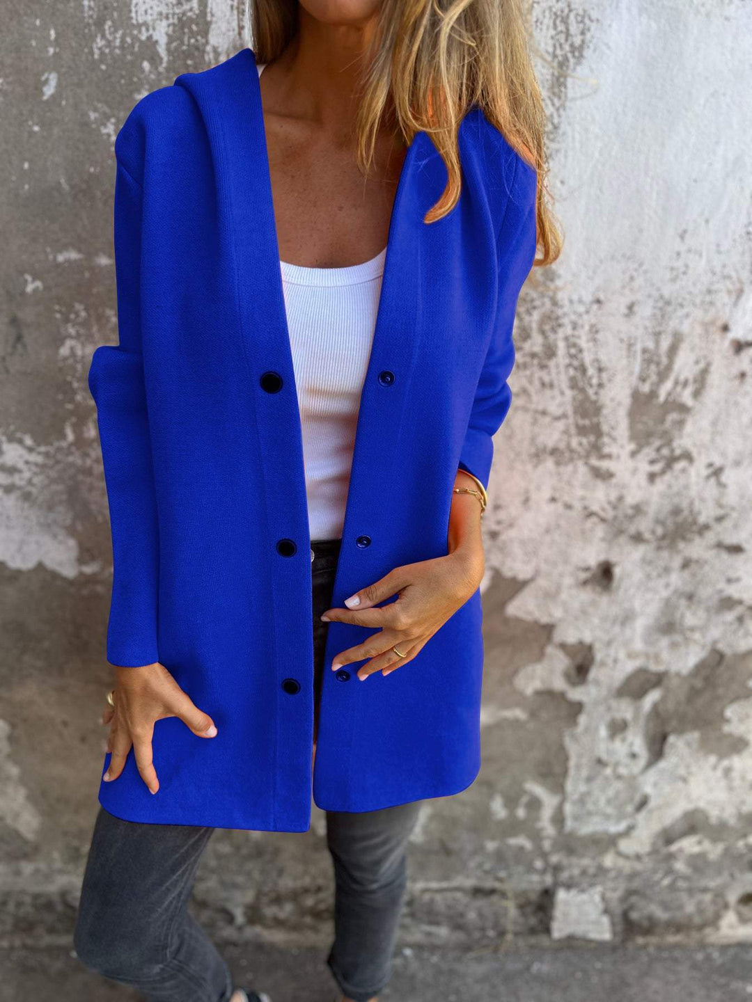 Louisa - Trendy Long Blazer with Hood