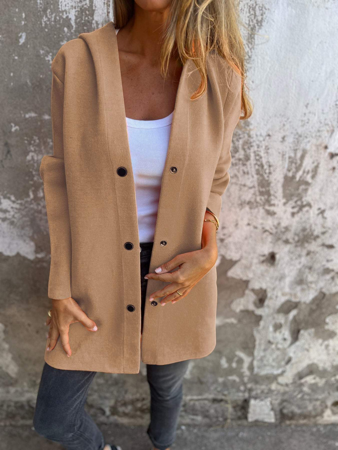 Louisa - Trendy Long Blazer with Hood