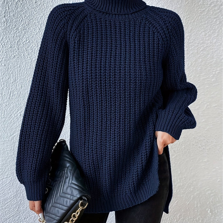 Renea | High Collar Raglan Sleeve Sweater