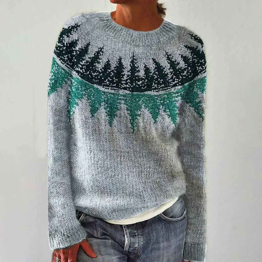 Silvia - Retro Autumn Sweater with Print