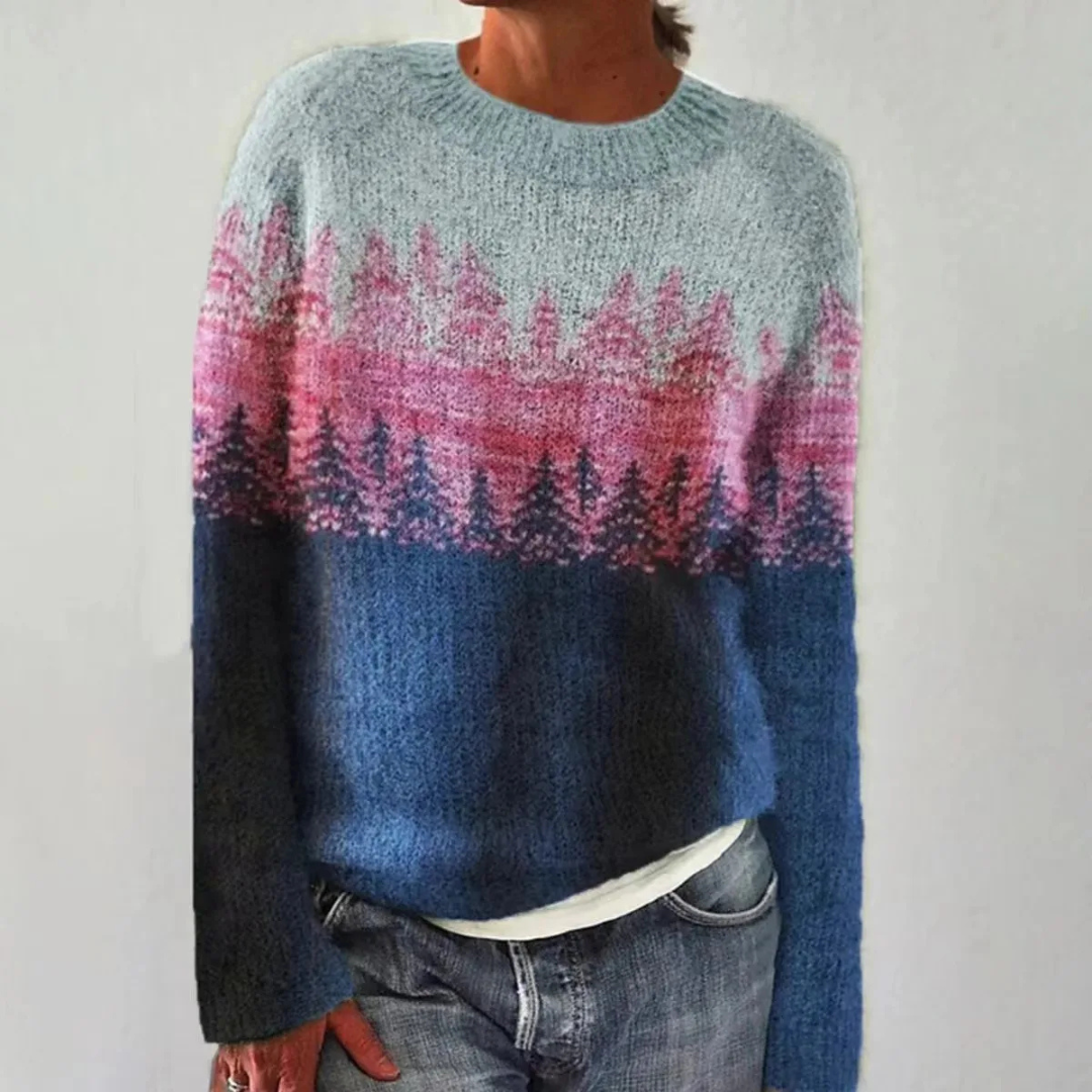 Silvia - Retro Autumn Sweater with Print