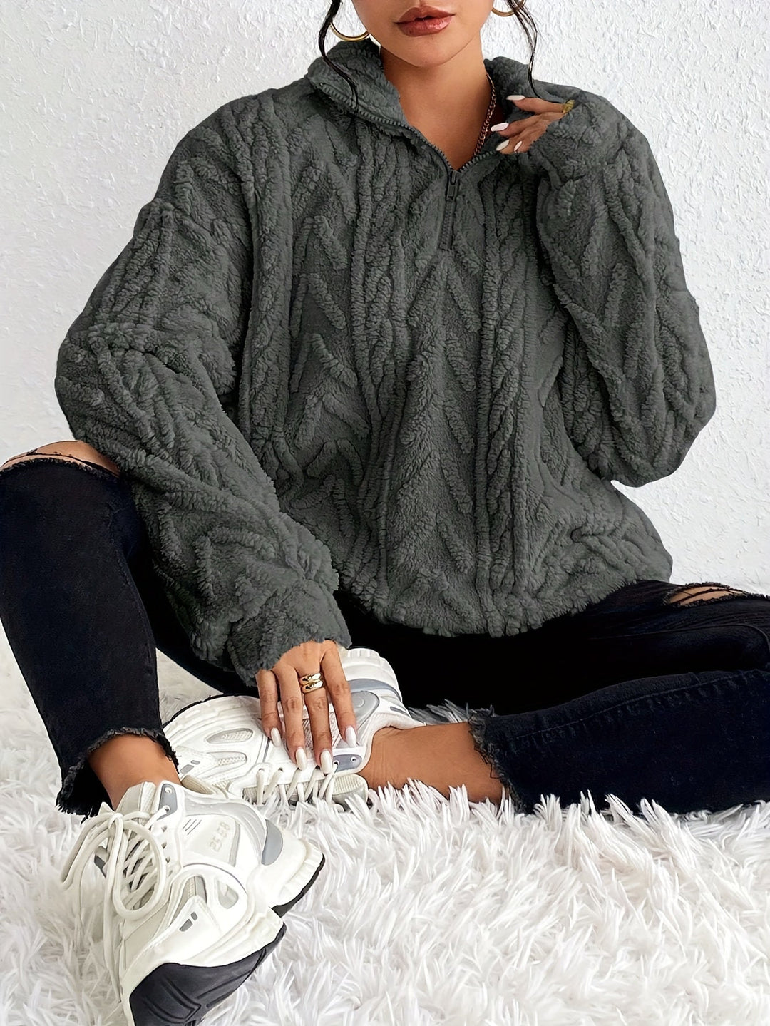 Millie - Knit Sweater with Half Zipper