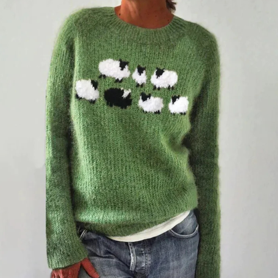 Silvia - Retro Autumn Sweater with Print