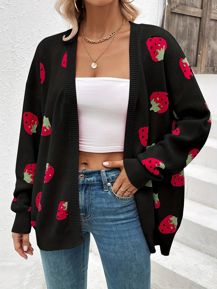 Ruby | Starberry Pattern Open Front Cardigan