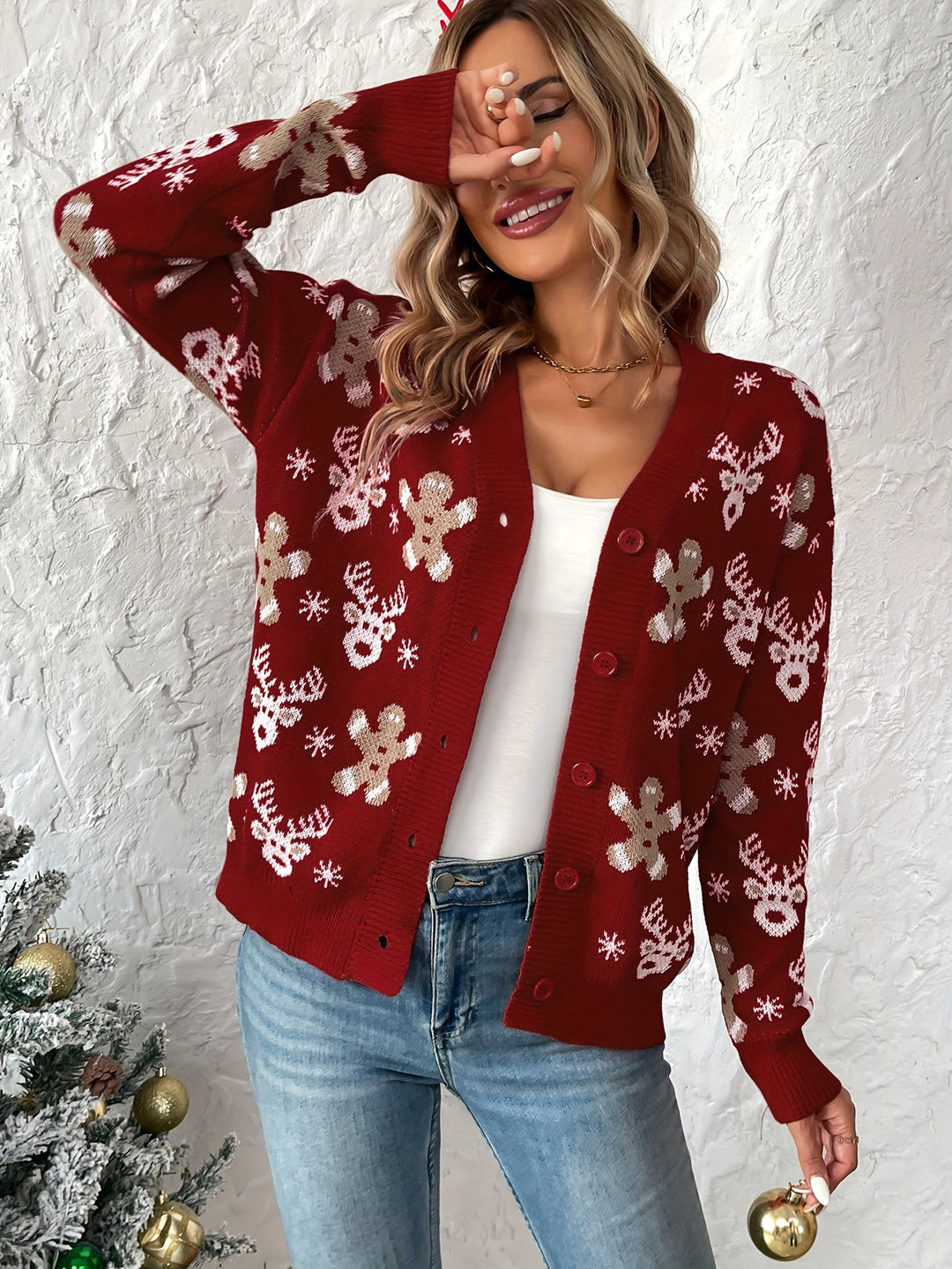 Jolien | Snowflake & Gingerbread Cardigan