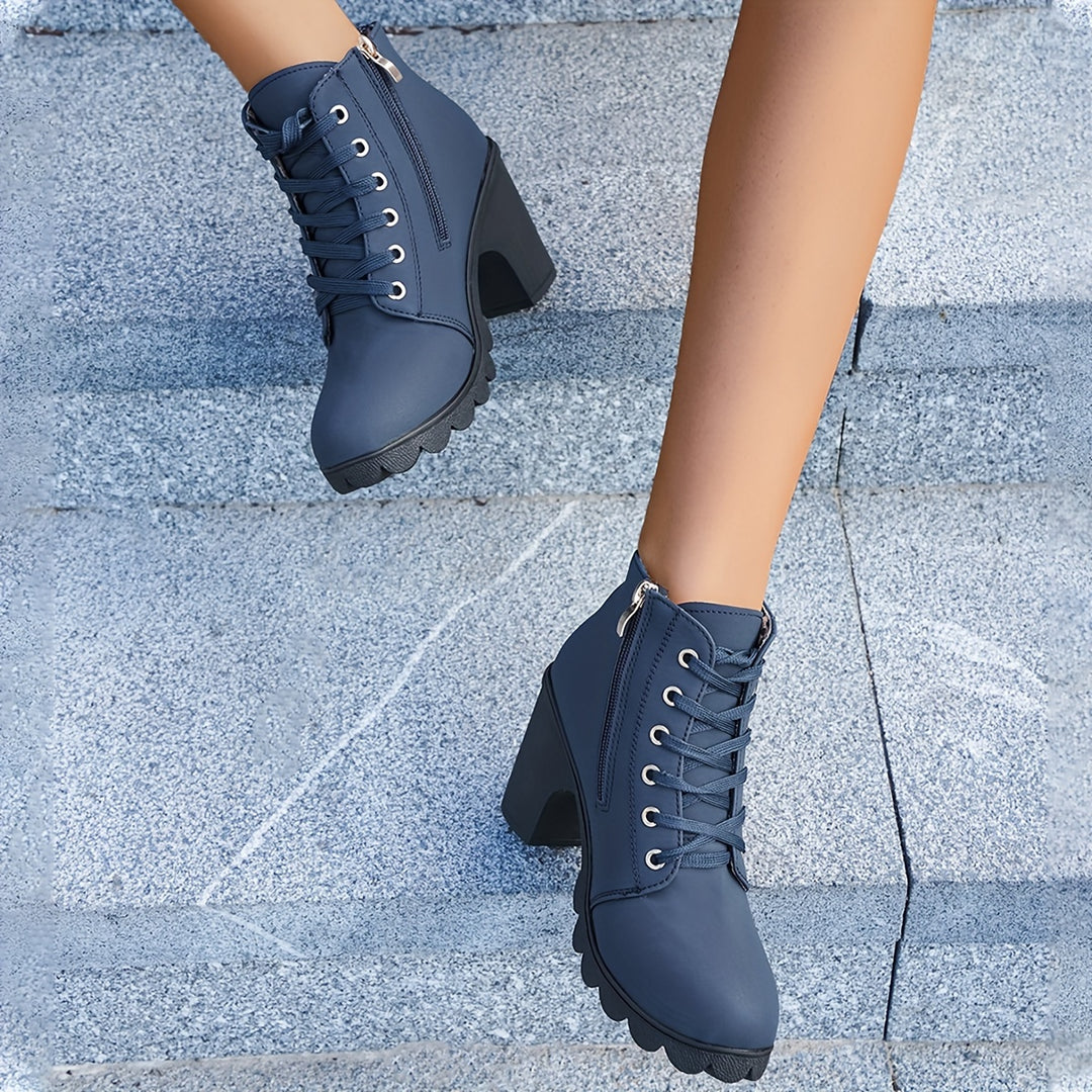 Ann - Fashionable Lace-Up Ankle Boots