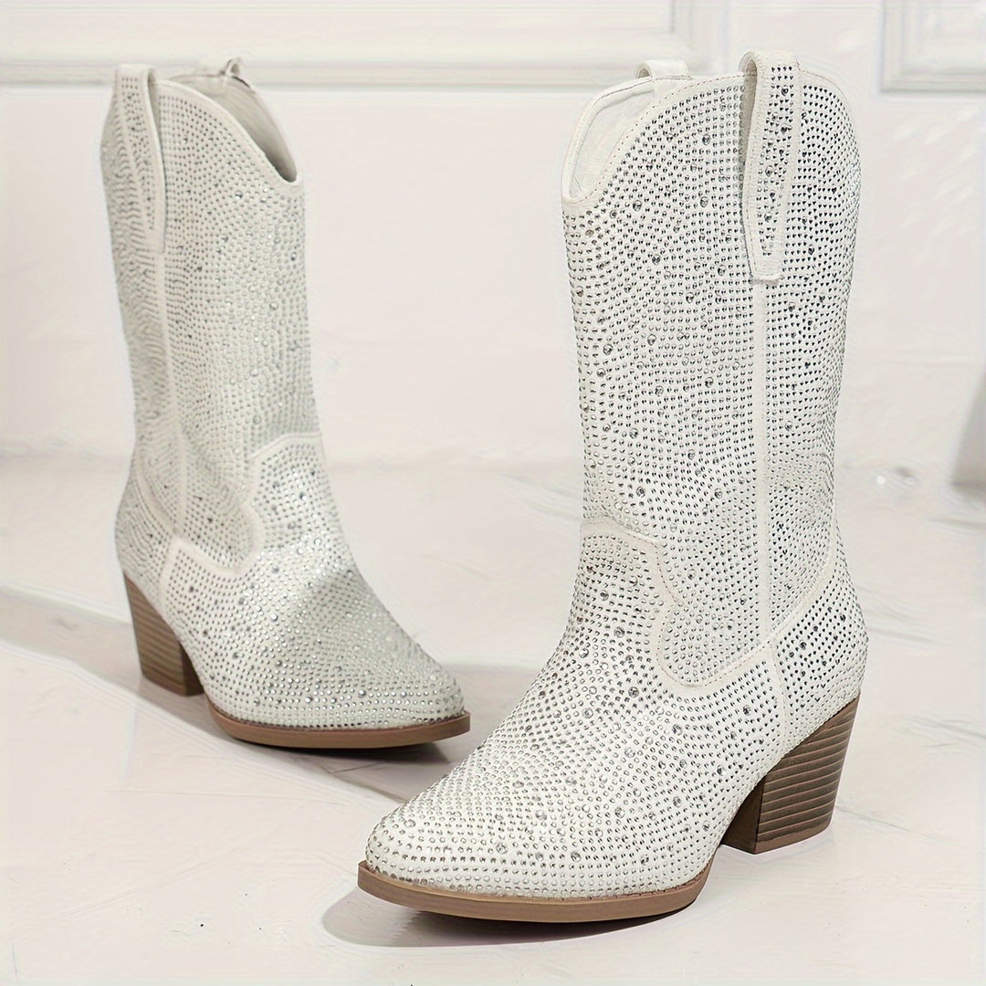 Audry - Vintage Styled Rhinestone Boots