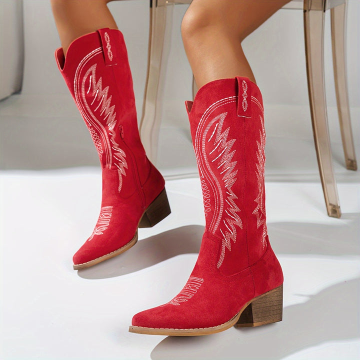 Rochelle - White Lined Western Boots