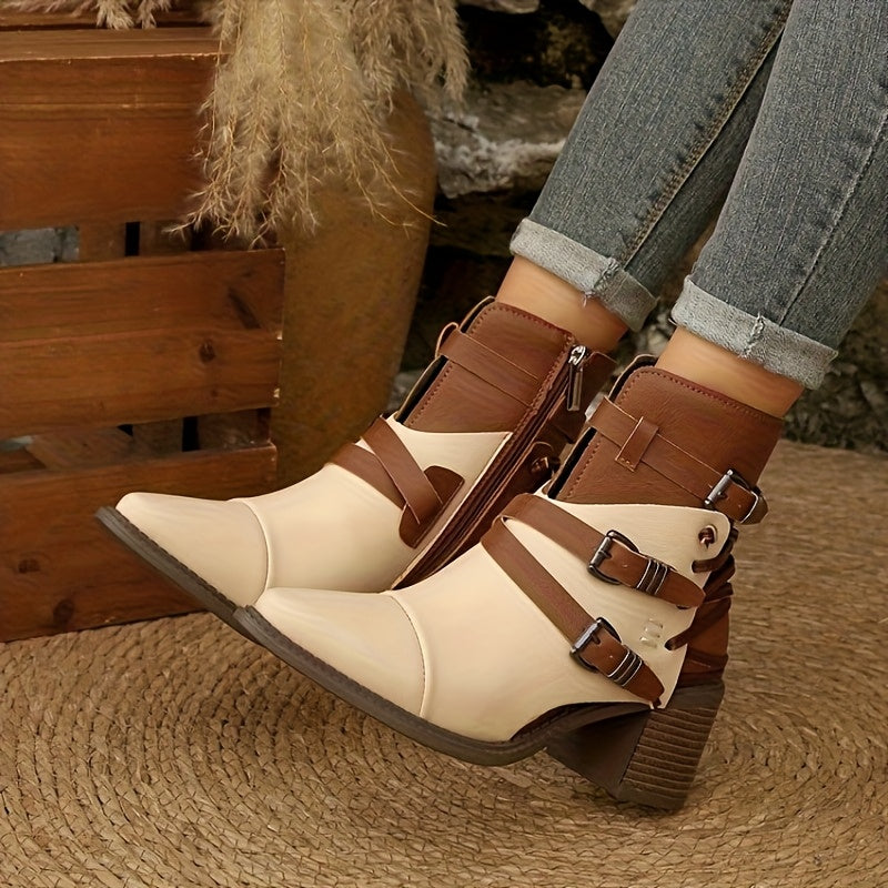 Laura - Wide Calf Western Block Heel Boots