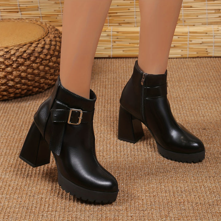 Victoria - High Heel Metal Buckle Boots