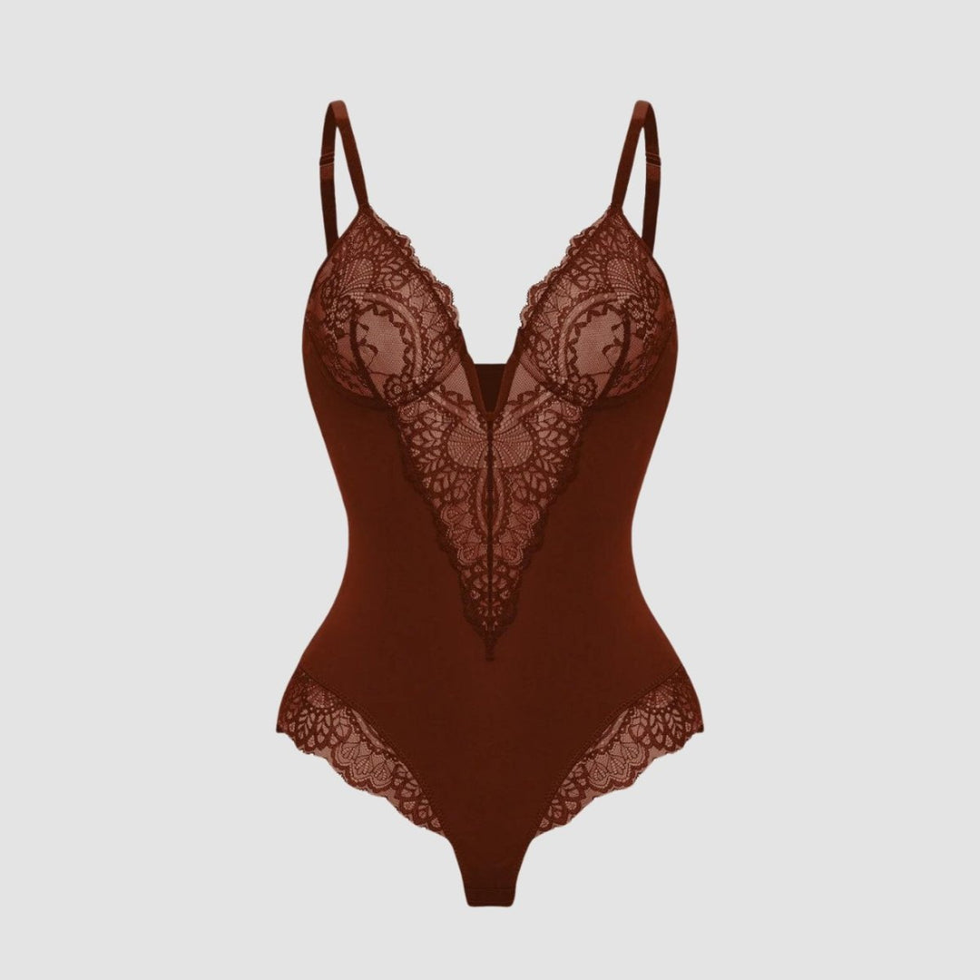 Sarah | Shapewear Bodysuit with Deep Lace V-Neck