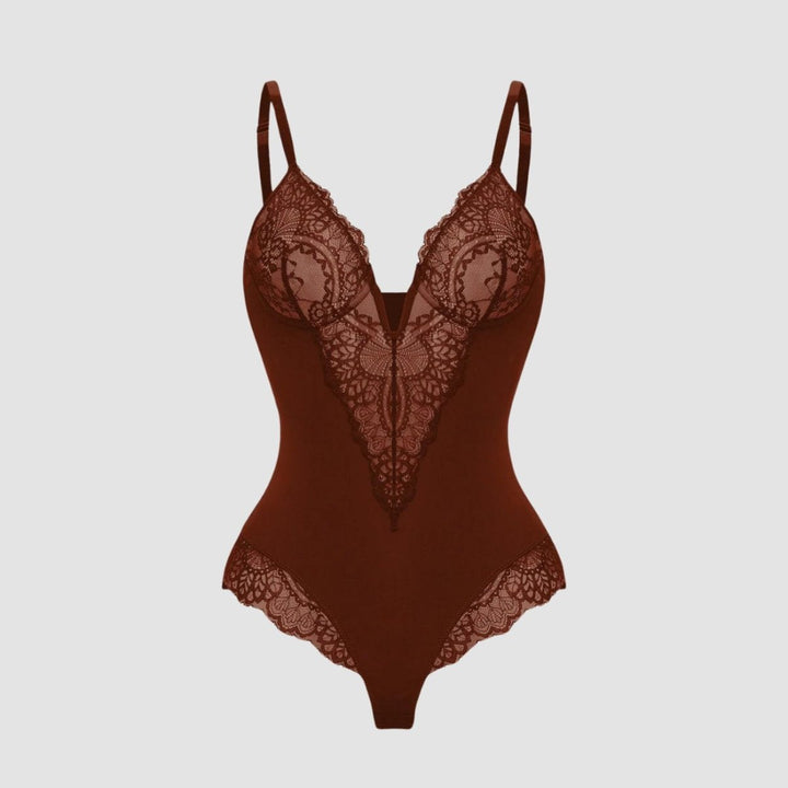 Sarah | Shapewear Bodysuit with Deep Lace V-Neck