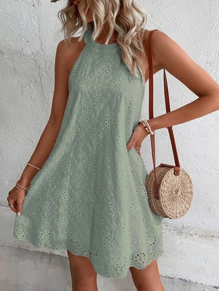 Jessa | Eyelet Halter Mini Dress